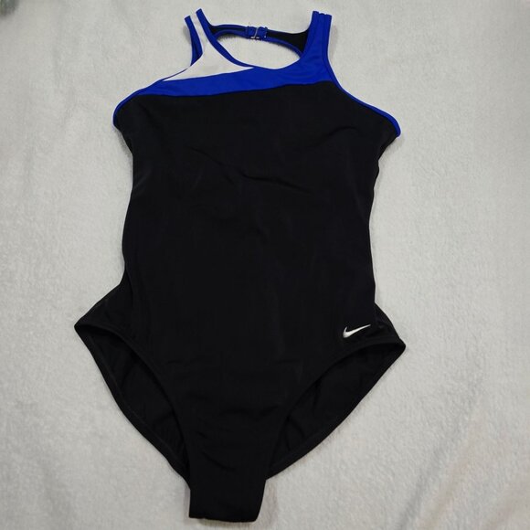 Nike One-Piece Swimsuit M – Black & Blue Racerback w/ Adjustable Clasp EUC - Picture 9 of 10